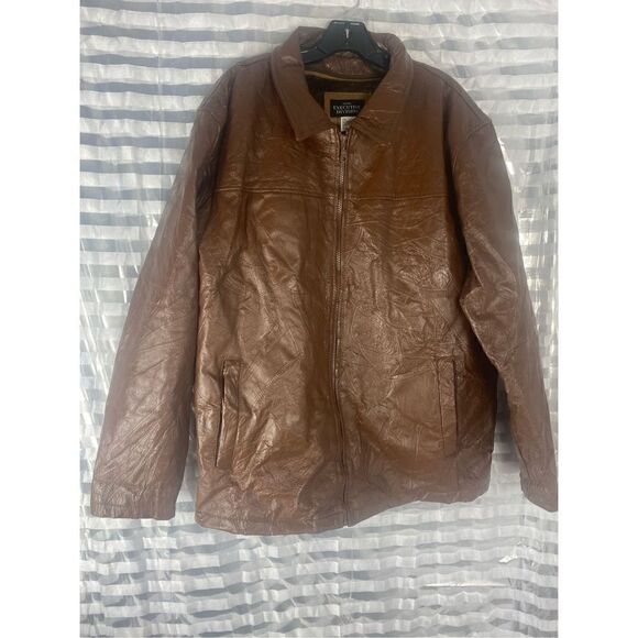 Haband Executive Edition Brown Leather Coat - Picture 1 of 6